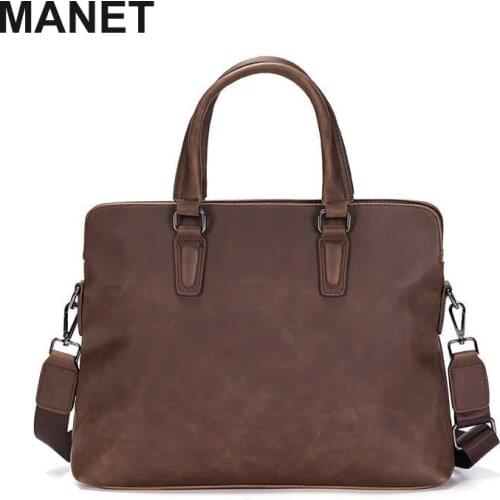 MANET Business Crossbody Bag for Men Casual Pu Leather Male Handbag Large Capacity Office Briefcase Street Fashion Youth Bag