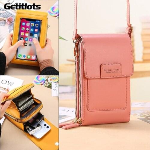 2021 Transparent Touch Screen Mobile Phone Bag Retro Fashion Shoulder Bag Women Luxury Messenger Bags Small Flap Yellow Handbag
