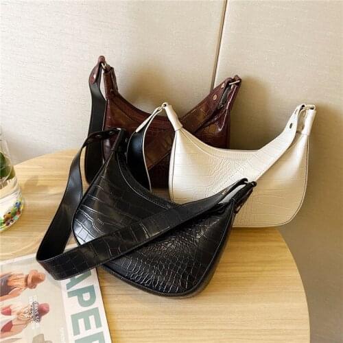 Retro bag women new trendy fashion crocodile pattern broadband shoulder bag Western style large capacity messenger female bag