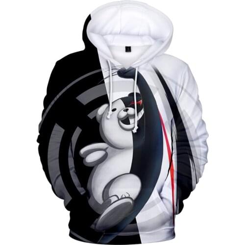 Monokuma 3D Print Hoodies Anime Danganronpa Game Hooded Sweatshirt Men Women Fashion Hoodie Pullover Harajuku Kids Boy Girl Tops