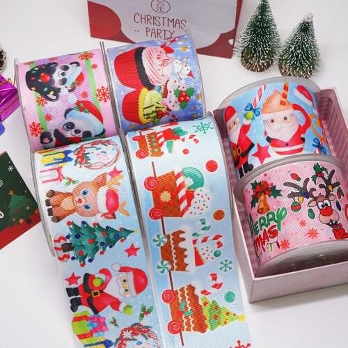 DIY Craft Supplies Cartoon Christmas Printed Grosgrain Satin Ribbon 50 Yards, Planar Resins 30 Pieces. 57284