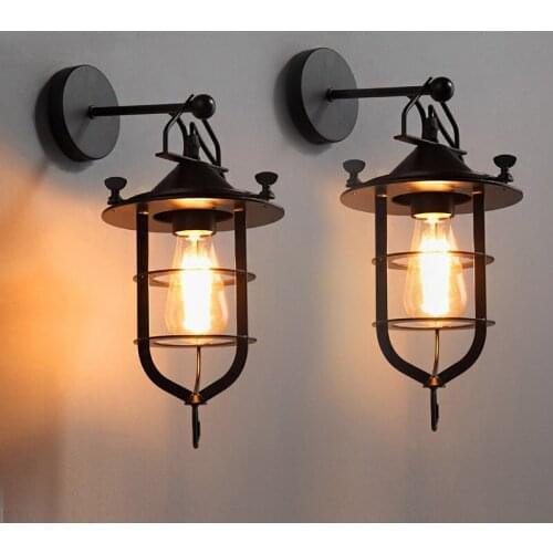 Vintage Wall Lamp Indoor Industrial Wall Light Antique Metal Loft Retro Country Iron Wall Sconce Bar Cafe Home Lighting E27 110V