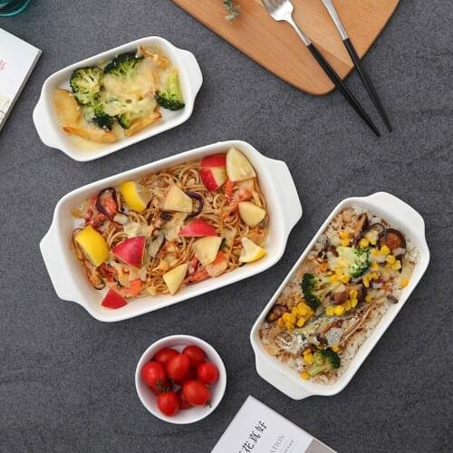Baked Rice Plate Cheese Pizza Pasta Dish Western Food Baking Vegetable Dish Household Utensils for Ceramic Baking Dinner Plates