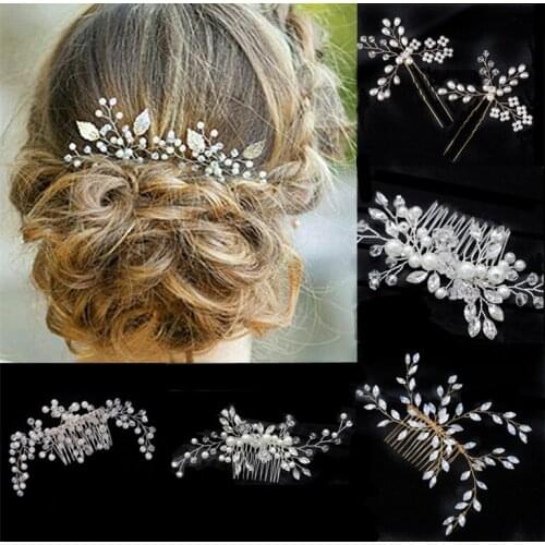 Crystal Bridesmaid Clips Pins Wedding Pearl Flower Hair Pin Hair Clip Tiaras Crown Headband Hair Comb Clips Hair Accessories