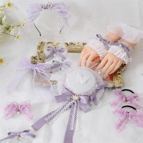 Purple Color Hat Lolita Maid Hairpin Bowknot KC Cosplay Girl Side Clip Hair Accessories B1900