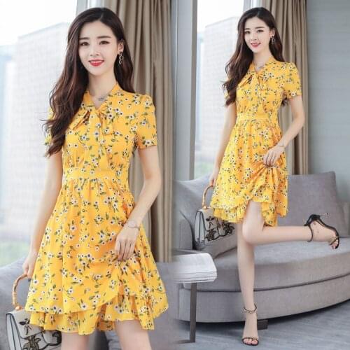 New fashion 3XL Plus Size Pink Bow Print Beach Dresses Summer Chiffon Boho Mini Sundress Women Bodycon Elegant Party Vestidos