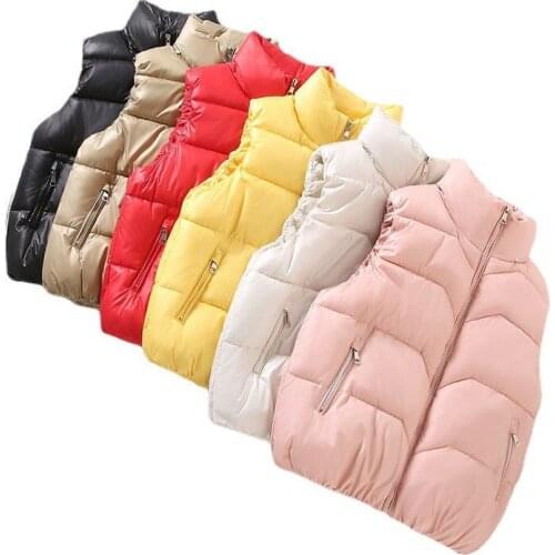 Autumn Winter Women Vest 2021 New Solid Stand Collar Sleeveless Waistcoat Outerwear Female Short Jacket Cotton Padded Vest Tops