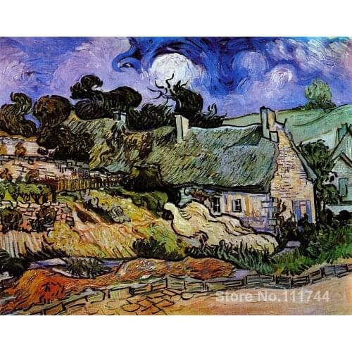 Famous art for bedroom Houses with Thatched Roofs Cordeville Vincent Van Gogh paintings Hand painted High quality