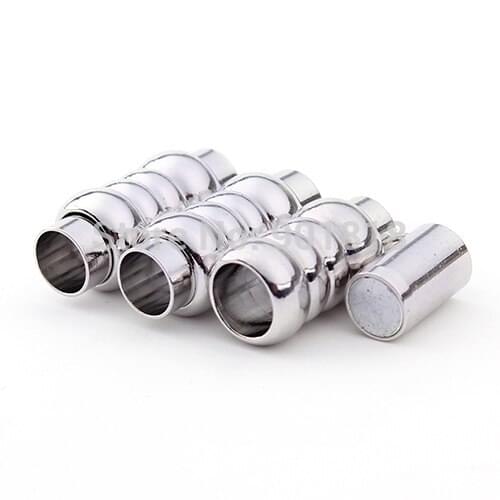 10pcs/lot Hole 6mm Rhodium Copper Round Leather Strong Magnetic Clasps Connector Clasp For Bracelet Jewelry DIY Findings