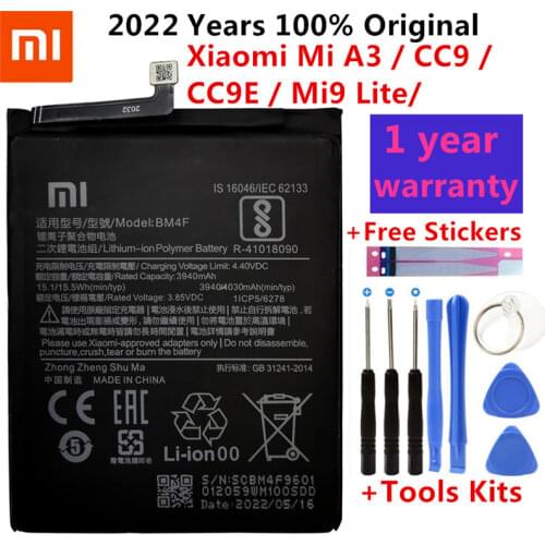 100% Original New XIAO MI Replacement Phone Battery for Xiaomi Mi A3 CC9 CC9e CC9 Mi9 Lite bateria Batteries +Gift Tools
