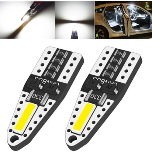 2pcs Car LED T10 W5W Reading Dome Lamp 168 194 192 DC 12V License Plate Bulbs Marker Light Wedge Lights White