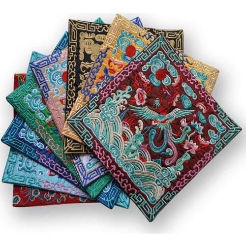 26x26cm Chinese retro table mat Qing Dynasty embroidered phoenix table cloth cover mouse mat for telephone bowl mat
