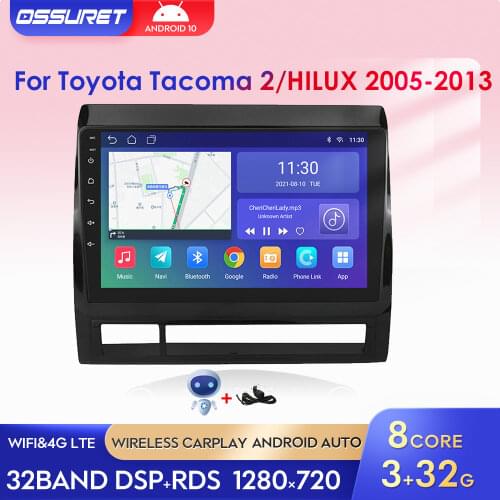 2Din Android 10 Car Multimedia Radio Player GPS Stereo for Toyota Tacoma 2 HILUX 2005-2013 Navi Head Unit DSP RDS Wifi Bluetooth