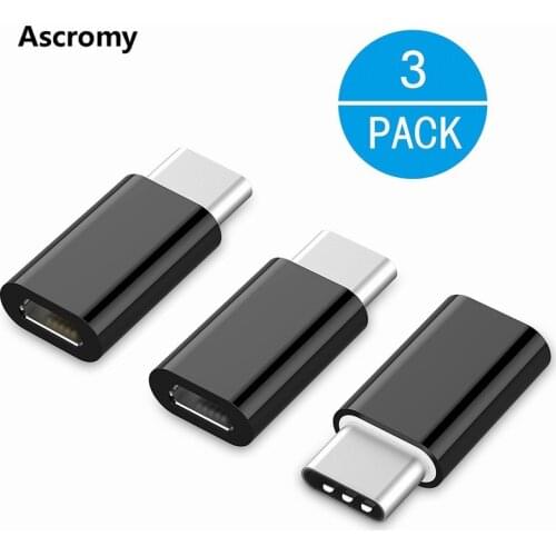 Ascromy 3PCS Type C Adapter For Xiaomi Mi A1 A2 8 Mi8 Mia1 Oneplus 3t 5 3 6 6T Samsung S8 Plus Micro USB to USB C Adapter Type-c