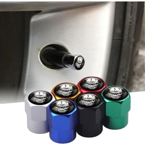 4Pcs/set Aluminum Car Styling Wheel Tire Valve Stems Cap Skull Logo Auto Accessories For Toyota Mazda Ford Volvo Skoda Subaru