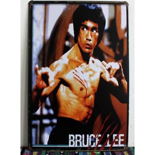 50pcs/lot Metal Sign shabby chic Hand Made High Quality Bruce Lee Vintage Enameled Metal Wall Sign tin sign Plaque 20x30cm A-95