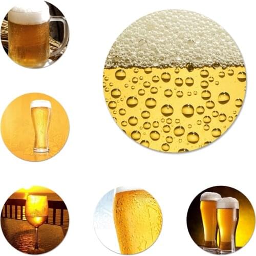 58mm Bling Glitter Yellow Beer Style Icons Pins Badge Decoration Brooches Metal Badges For Backpack Decoration