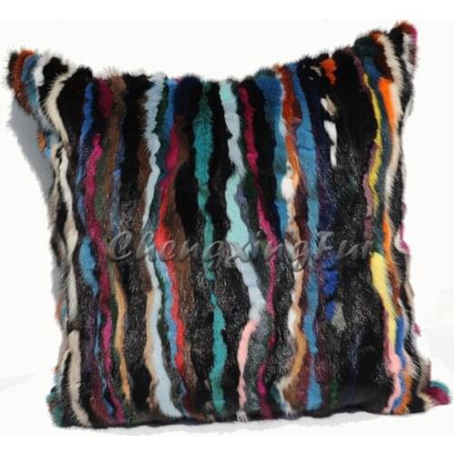 FREE SHIPPING CX-D-15C European Fashion Genuine Mink Fur Cushion Cover