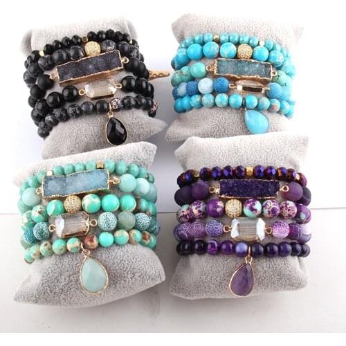 RH New Designer Empire Stones Beaded Bracelet Natural Stone Dorp Charms 5pc Bracelets Sets For Women Jewelry DropShip