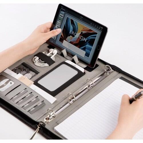 A4 Fichario Binder Document File Folder Ring Case Manager Padfolio Business Office Organizer Cabinet Holder Zipper Briefcase Bag