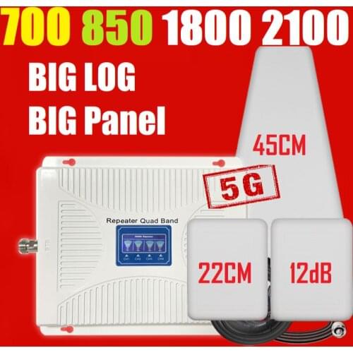 All 3G 4G band High gain Amplifier Repeater Booster LTE 800 1800 2100 2600 MHz 4 antenna cover 1000 square meter 2 floor house