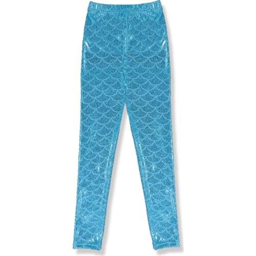 Girls Kid Gilding Leggings Pants 3-11Y High Waist Elastic Slim Stretch Thick Skinny Soild Mermaid Pants Pencil Leggings Trousers