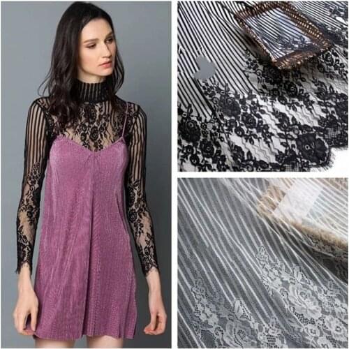GLace 3M/Lot High quality jacquard eyelash lace fabric diy craft wedding dress clothing lace material TX725