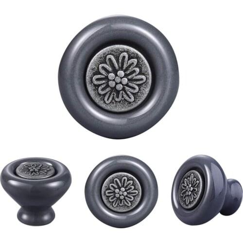 38mm Porcelain Ceramic Kitchen Cupboard Door Handle Knobs with Screws