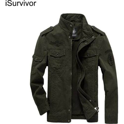ISurivor Jacket Men 2021 Fall Military Jacket Men Loose Embroidery Multi-Pocket Mens Aviator Jacket Large Size 4xl