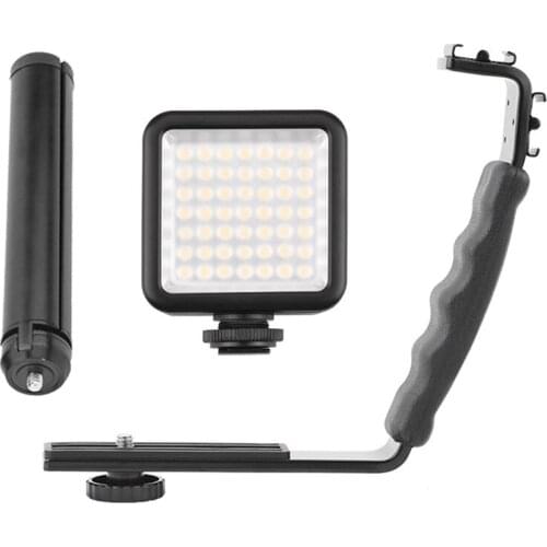 Square LED Fill Light Foldable Tripod L-shaped Handheld Handle Bracket Set for DJI OSMO Mobile 2 3 Gimbal Stabilizer Accessories