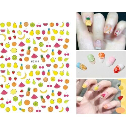 10PCS Summer Colorful Fruit Nail Art Sticker Watermelon Strawberry Ice Cream Nail Sticker Orange Nail Art Decoration Decal