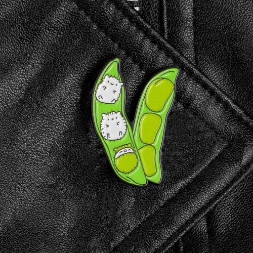 Cute Cratoon Pea pod hedgehog Pin Funny Lapel pins Pin back Badge Backpack Bag Hat Leather Jackets Accessories Cat lady brooches