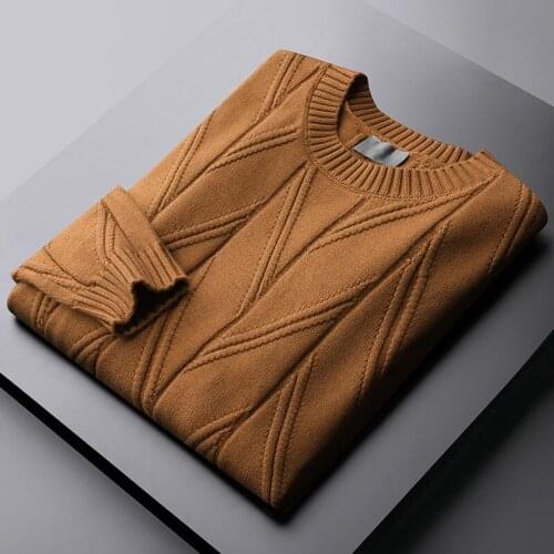 Classic Autumn Winter Pullovers Mens Sweaters High Quality Round Collar Solid Color Thicken Sweater Male Fit Man Sweater 3xl