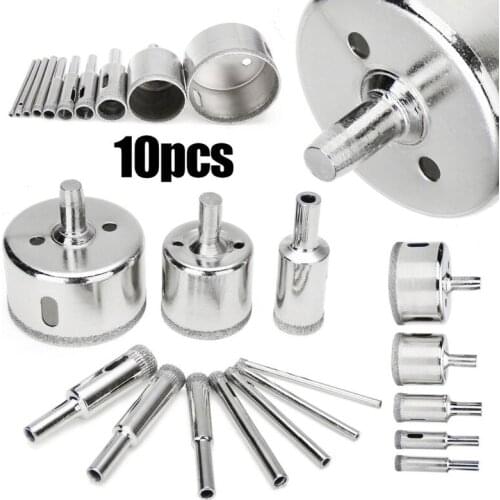 10pcs Diamond Ceramic Tile Hole Saw Marble Drill Bit Set 3-50mm For GlassDrilling Tools