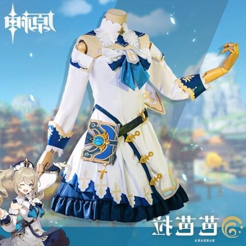 New Game Genshin Impact Cosplay Costume Barbara Cosplay Costume Men Women Green Costume Halloween Shirt Pants Cloak Full Set