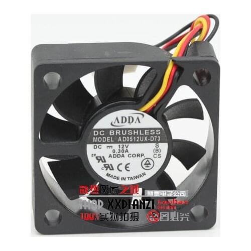 Original ADDA AD0512UX-D73 DC 12V 0.3A 5010 50*50*10mm 5cm server inverter cooling fan