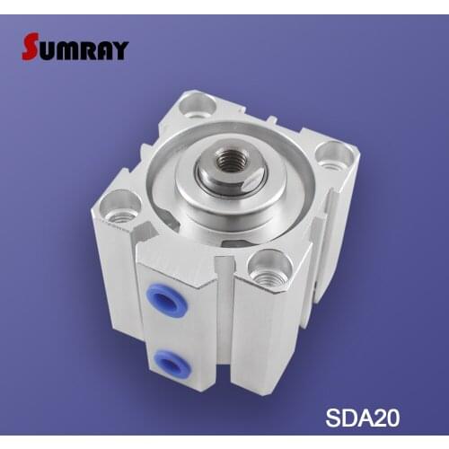 SUMRAY SDA Type Pneumatic Air Cylinder 20mm Bore 5/10/15/20/25/30/35/40/45/50mm Stroke Double Action Pneumatic Cylinder