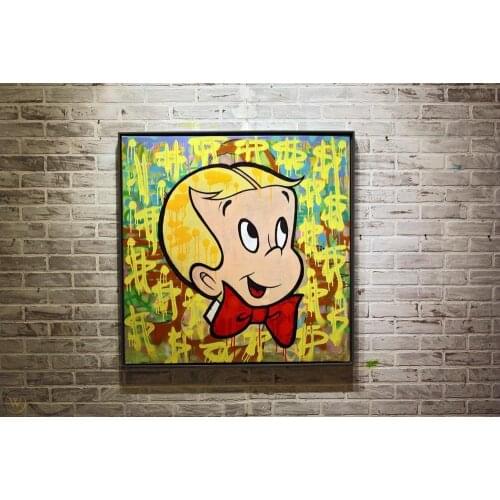 Hand made graffiti popular art cartoon Alec Monopoly on canvas oil painting modern are for home decoration