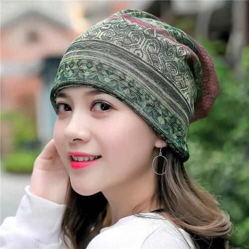 New Women Hat Adult Casual Floral Womens Hats Spring Autumn Female Cap Scarf 3 Colors Fashion Beanies