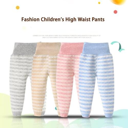Fashion Childrens High Waist Pants Cotton Baby Boy Pant Leggings Girl Cartoon Strip Plus Velvet Thick Long Trousers Boys Pants