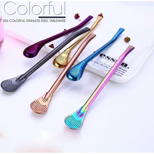 1Pcs Drinking Straws Stainless Steel Drinking Tea Yerba Mate Straw Gourd Bombilla Filter Spoon Drinking Straws Bar Accessories
