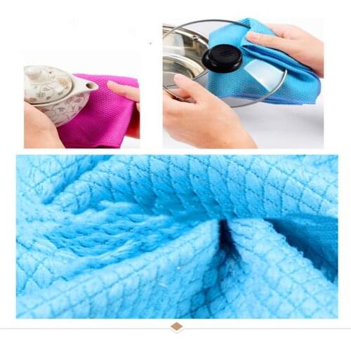Rag Glass Cleaning Cloth Double-layer Absorbent Dishcloth Cars Mirrors Reusable Fish Scale Non-stick Oil Cloth Kitchen Tool