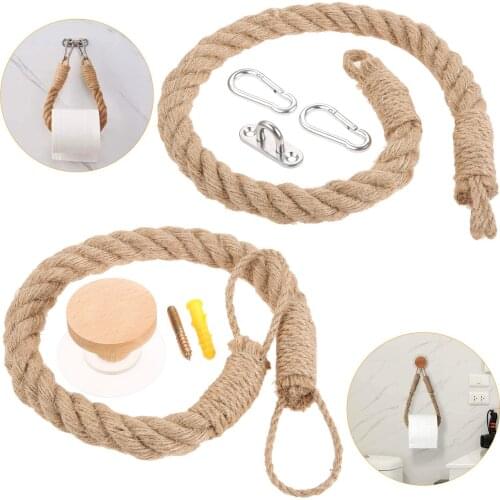 Vintage Weave Hand Towel Hanging Rope Toilet Paper Holder Kitchen Bathroom Toilet Paper Holder Storage Rack Wall Mounted Movable