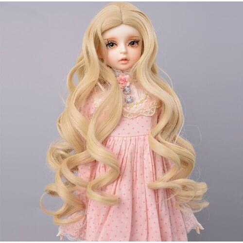 MUZIWIG Doll Accessories 1/3 1/4 BJD Doll Wig Long Curly Hair Natural Color Heat Resistant Fiber Wavy Wig For Girl DIY BJD Doll