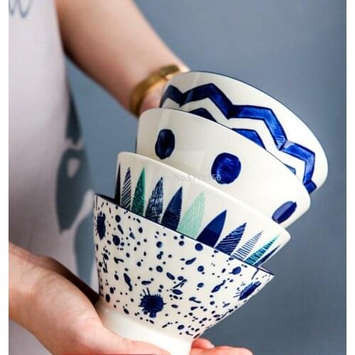 Japanese Ceramic Bowl Single Cute Rice Bowl Noodle Bowl Small Bowl High-footed Bowl Hat Bowl Creative Personality Household