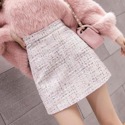 Woman Skirts Plaid Women Autumn and Winter High Waist A- line Skirt Skirt Faldas Jupe