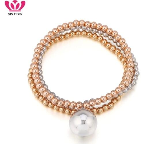 3pcs Round Bell Charm Bracelet For Women Gold Color Beads Chain Bracelets Girl Gift Pulseras Masculina New Fashion Jewelry 2019