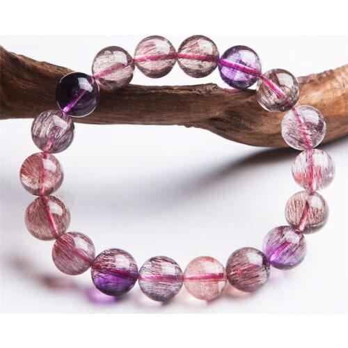 11mm Genuine Natural Super Seven 7 Melody Stone Stretch Bracelet For Women Femme Charm Round Crystal Bead Bracelet Just One Gift