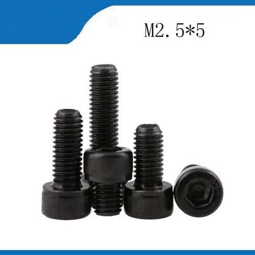 100pcs/Lot Metric Thread DIN912 M2.5*5 mm Black Grade 12.9 Alloy Steel Hex Socket Head Cap Screw Boltsstainless bolts,nails