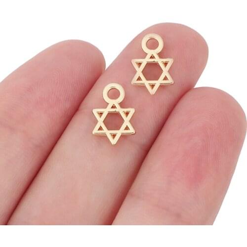 100 x Gold Tone Star Of David Charms Pendants Beads for DIY Bracelet Earrings Jewelry Making Accessories 12x8mm